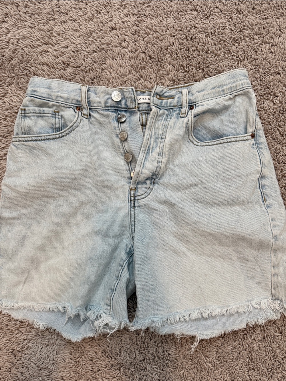 PacSun Light Blue High-Waist Button-Fly Denim Shorts